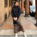 Leopard Charm - Elegant High-Waist Leopard Print Skirt for Women