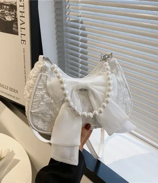Pearl – Retro Luxury Designer Handbag with Bow | Crossbody Bags for Women