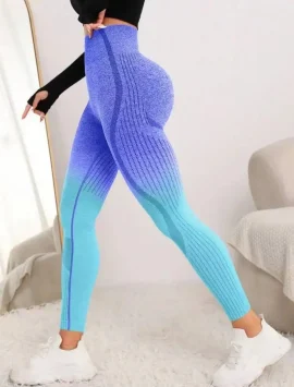 AeroFit Yoga Leggings – Seamless Gradient Push-Up Pants for Women