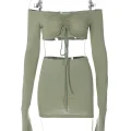Night Out Crop & Skirt Duo - Sexy Ruched Two-Piece Set for Women