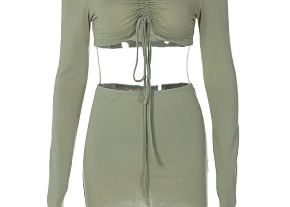 Night Out Crop & Skirt Duo - Sexy Ruched Two-Piece Set for Women