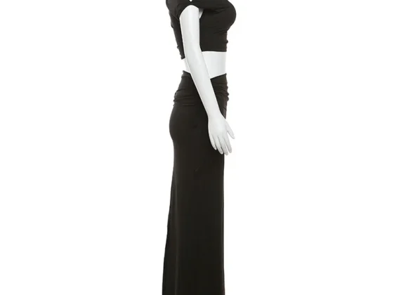 Boho Bandage Maxi Ensemble: Y2K Streetwear Two-Piece Dress Set for Women