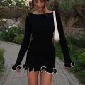 Elegra Knit Mini Dress - Ruffled High Waist Slim Summer Party Dress