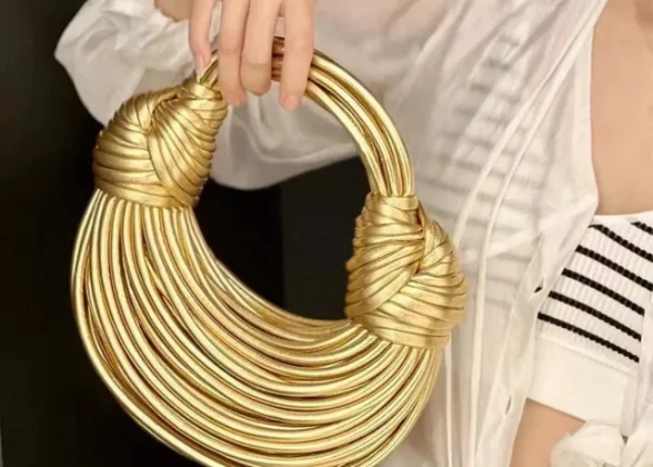 LuxeKnot – Exquisite Handwoven Noodle Evening Clutch for the Modern Woman