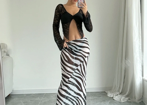 Wildera - Zebra Print Maxi Skirt for Women