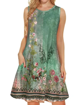 Jardin Garden Print Dress | Women’s Casual Dress with Pockets | Chic Summer Evening Fashion