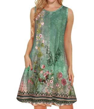 Jardin Garden Print Dress | Women’s Casual Dress with Pockets | Chic Summer Evening Fashion