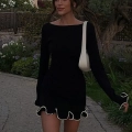 Elegra Knit Mini Dress - Ruffled High Waist Slim Summer Party Dress