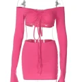 Night Out Crop & Skirt Duo - Sexy Ruched Two-Piece Set for Women