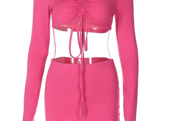 Night Out Crop & Skirt Duo - Sexy Ruched Two-Piece Set for Women