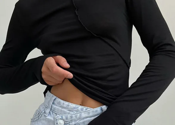 Y2K Retro Turtleneck Top for Women | Trendy Long Sleeve Casual Tees