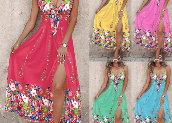 Summer Charm: Vibrant Bohemian Spaghetti Strap Dress - A Must-Have for Summer 2024