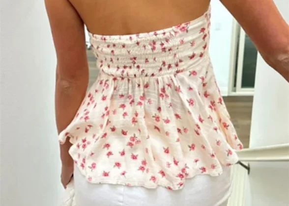 Blossom Strapless Off-Shoulder Top with Front Tie-Up