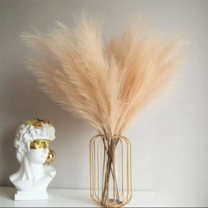 Pompous Dreams: 10PCS Faux Fluffy Pampas Grass Stems for Boho Home Decor and Floral Arrangements