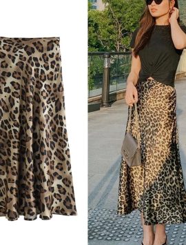 Leopard Charm – Elegant High-Waist Leopard Print Skirt for Women