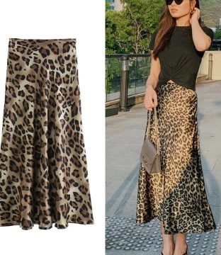 Leopard Charm – Elegant High-Waist Leopard Print Skirt for Women