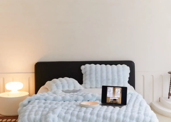 Luxury Faux Rabbit Fur Blanket & Pillow Covers