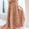 Luxury Faux Rabbit Fur Blanket & Pillow Covers - cherry blossom powder
