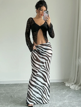 Wildera – Zebra Print Maxi Skirt for Women