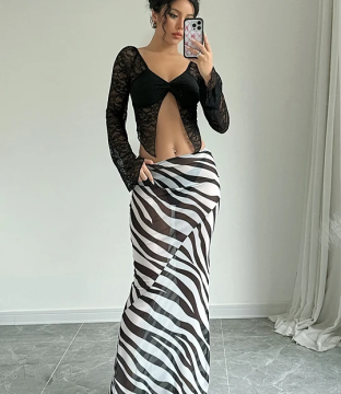 Wildera – Zebra Print Maxi Skirt for Women