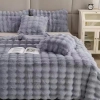 Luxury Faux Rabbit Fur Blanket & Pillow Covers - light grey